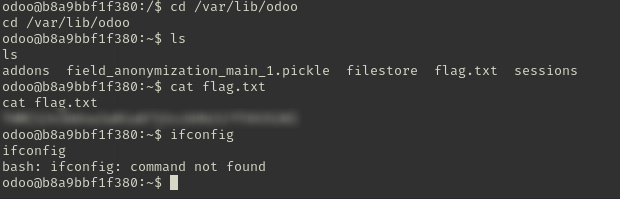 Reading flag.txt out of /var/lib/odoo