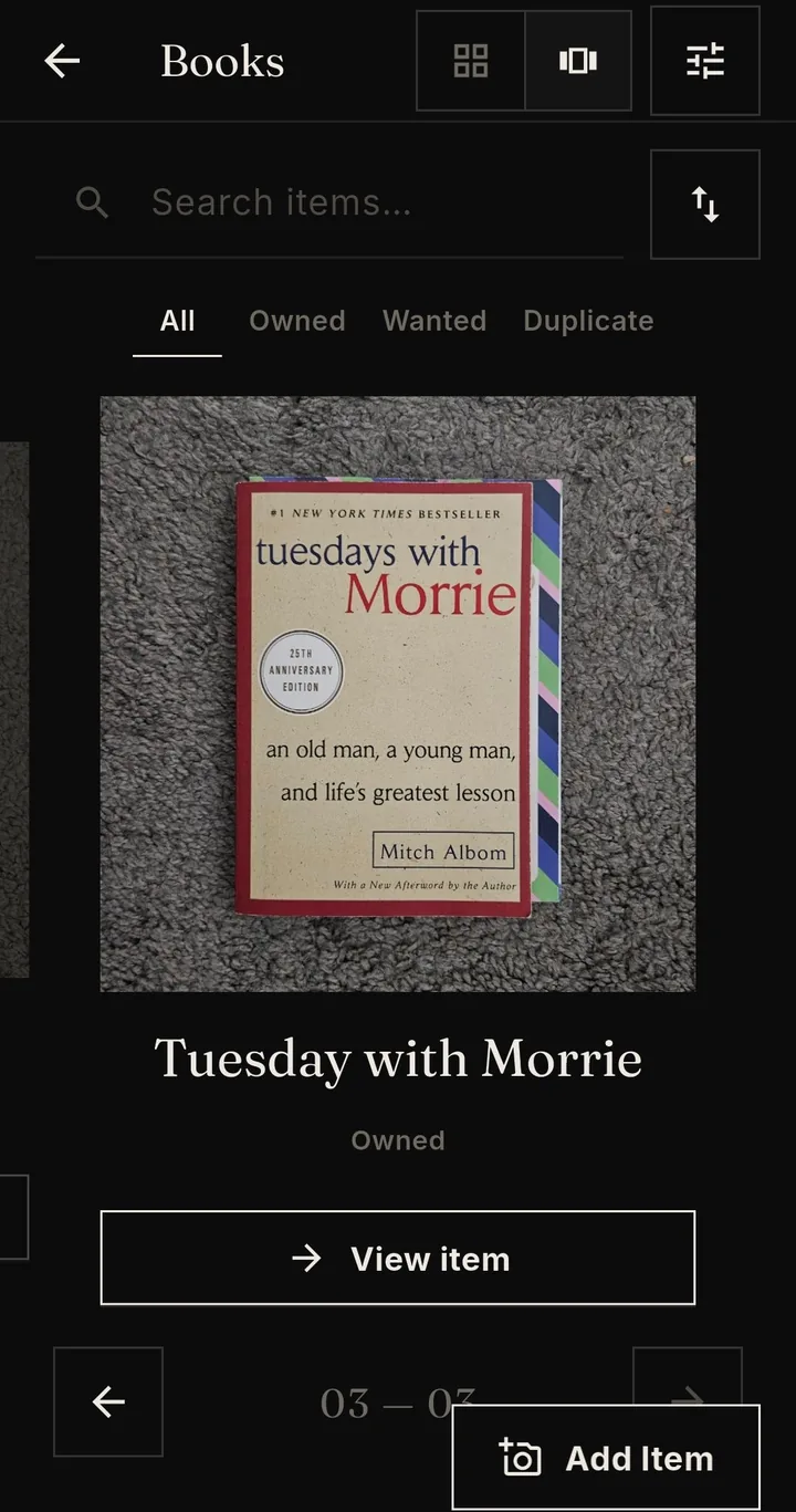 Swipe view in the editorial theme